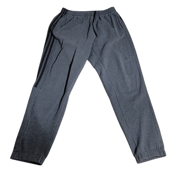 adidas Other - Adidas Mens Dark Gray Heather 3-Stripe Jogger Sweatpants Logo Graphic Size L